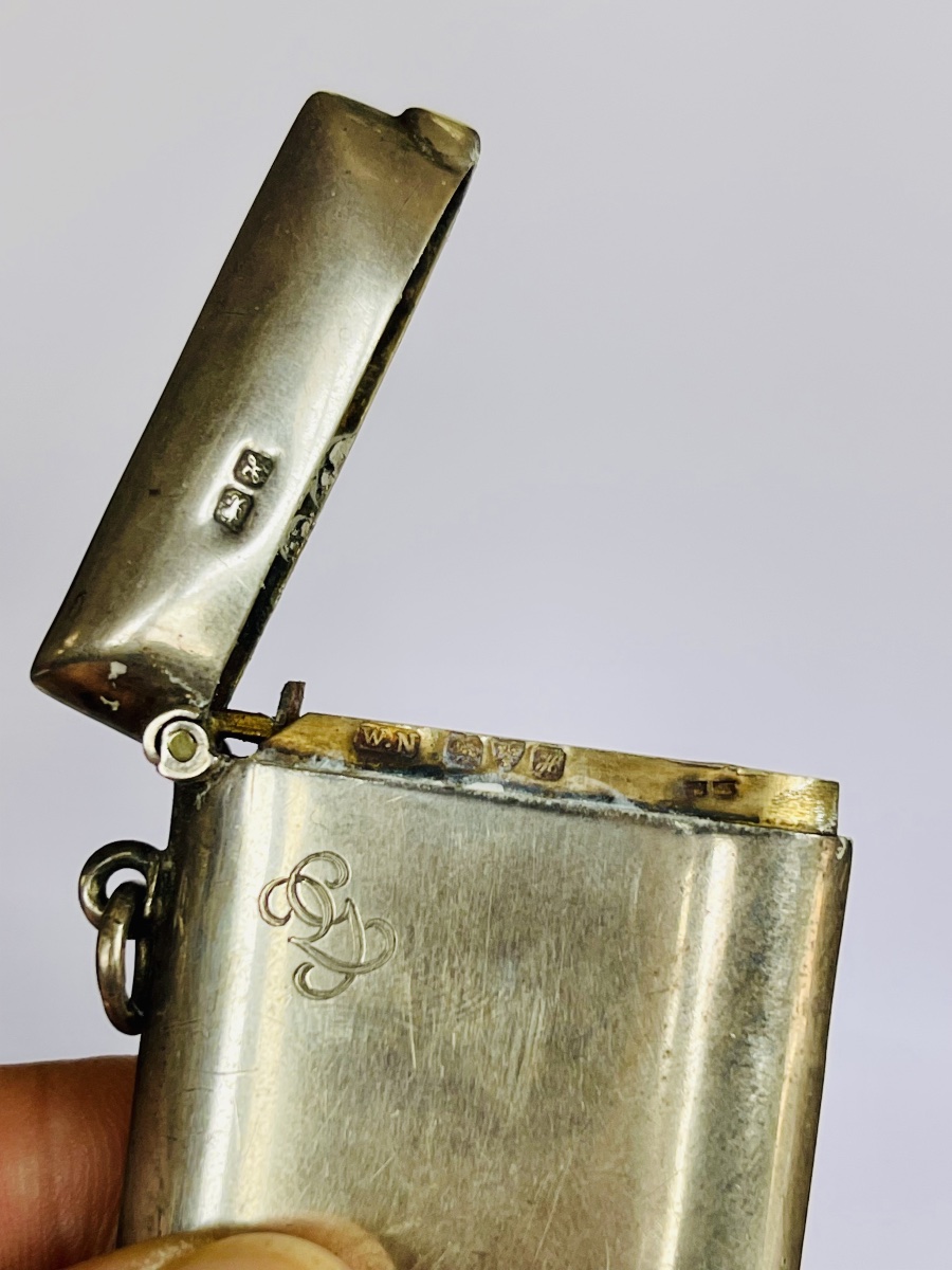 Cigarette Case And Matchbox Holder - Solid Silver -photo-5